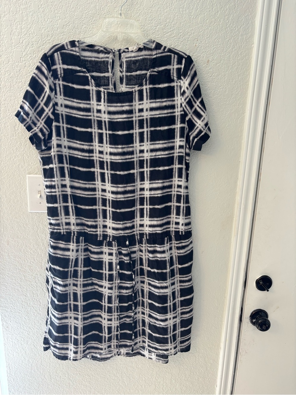 Black and White Plaid Short Sleeve Mini Dress by Caslon